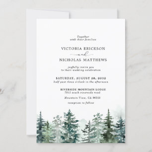Invitation Rustic Mountain Forest À feuillage persistant Tree