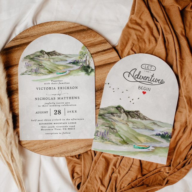 Invitation Rustic Mountain Forest Evergreen Tree Wedding (Créateur téléchargé)