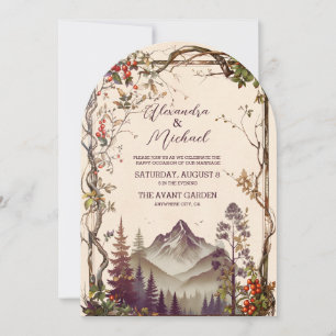 Invitation Rustic Mountain Forest Evergreen Tree Wedding