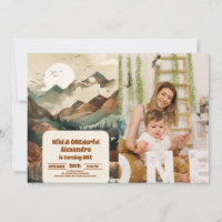Rustic Mountain Forest Photo 1er anniversaire