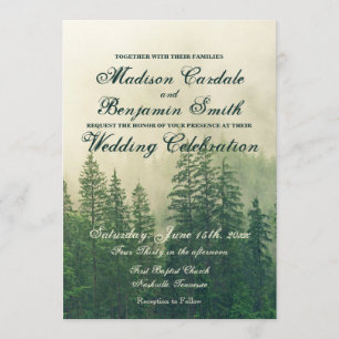 Invitation Rustic Mountain Forest Pine Trees Nature Mariage