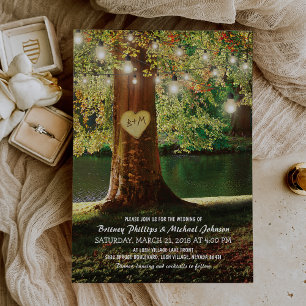 Invitation Rustic Mountain Lake Twinkle Mariage