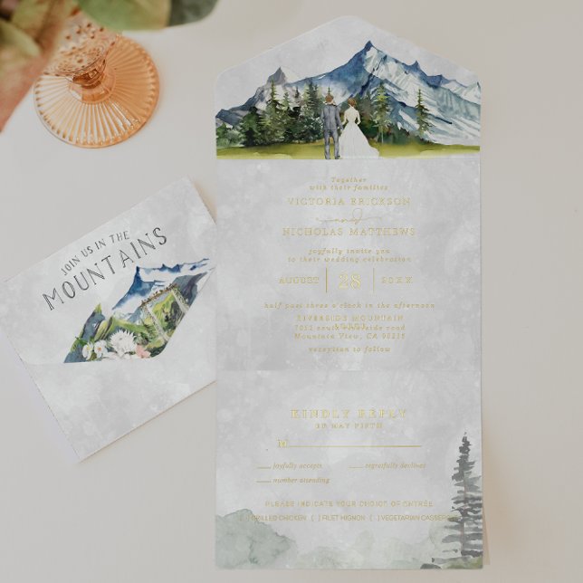 Invitation Rustic Mountain Mariage tout en un mariage Inviter (Créateur téléchargé)
