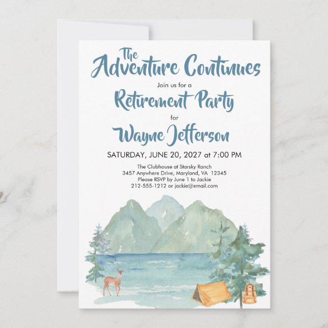 Invitation Rustic Mountain Watercolor Aventure Retraite  (Devant)