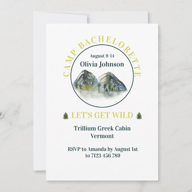 Invitation Rustic Mountain Weekend Bachelorette Party (Devant)