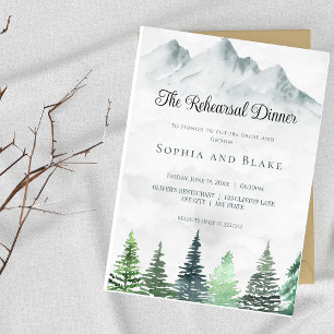Invitation Rustic Mountains & Forest Watercolor Rehearer