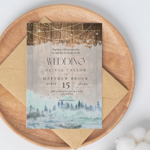 Invitation Rustic Mountains Mariage photo