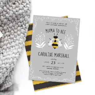 Invitation Rustic Neutral Mama to Bee Baby Drive-up Douche