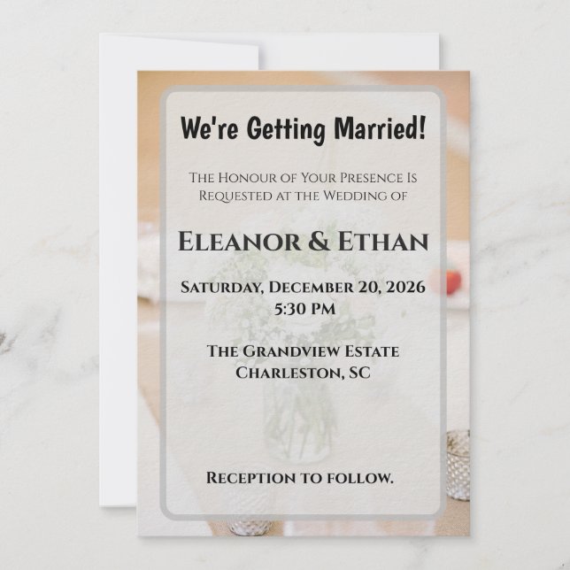 Invitation Rustic Neutral White Rose Burlap Mason Jar Wedding (Devant)