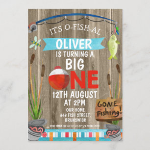 Invitation Rustic O-Fish-Al pour la première fête 