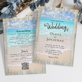 Invitation Rustic Ocean Beach Wedding QR Code Tout en un