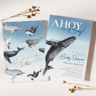 Invitation Rustic Ocean Whale Ahoy C'est un Baby shower garço