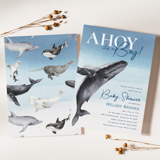 Invitation Rustic Ocean Whale Ahoy C'est un Baby shower garço (Créateur téléchargé)