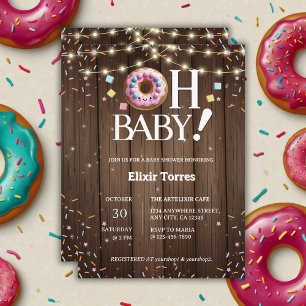 Invitation Rustic Oh Baby Donut & Sprinkle Baby shower Kawaii