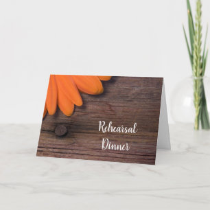 Invitation Rustic Orange Daisy Country Dîner de répétition de