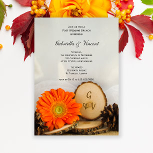 Invitation Rustic Orange Daisy Woods Post Mariage Brunch
