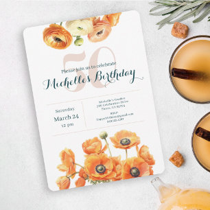 Invitation Rustic Orange Garden Floral 50e fête d'anniversair