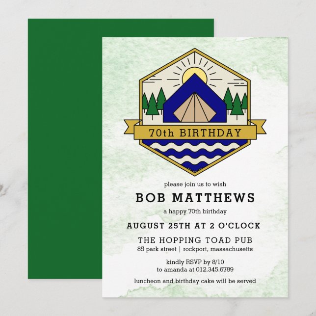 Invitation Rustic Outdoorsman 70e anniversaire de fête Invita (Devant / Derrière)