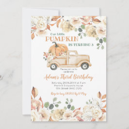Invitation Rustic Peach Citrouille de camion fête ses 3 ans