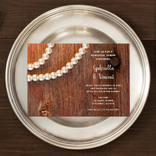 Invitation Rustic Pearl Country Grange Mariage Dîner de répét