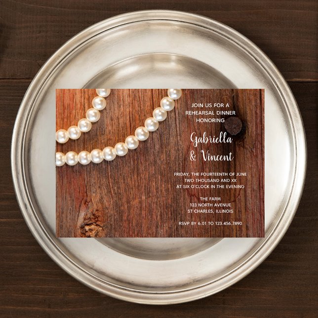 Invitation Rustic Pearl Country Grange Mariage Dîner de répét (Créateur téléchargé)