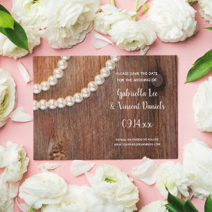 Invitation Rustic Pearls Country Grotte Mariage Enregistrer l