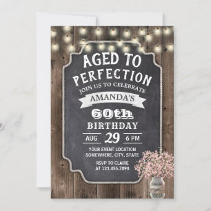 Invitation Rustic Pink Baby's Breath Mason Jar 60e anniversai