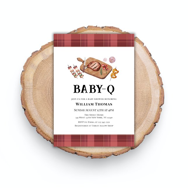 Invitation Rustic Plaid Country Baby Q Baby shower (Rustic Plaid Country Baby Q Baby Shower Invitation)