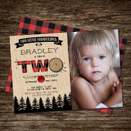 Invitation Rustic Plaid Lumberjack Boys 2e photo d'anniversai
