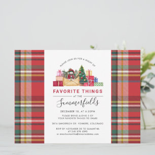Invitation Rustic Plaid Red Christmas cadeau Swap Party
