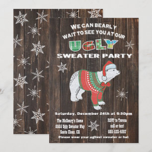 Invitation Rustic Polar Bear Fête de Sweat moche