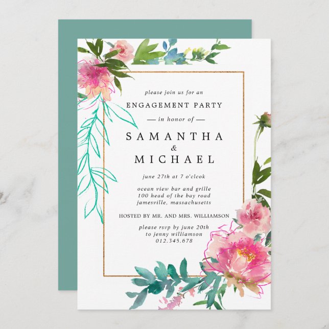 Invitation Rustic Pony Floral (Devant / Derrière)