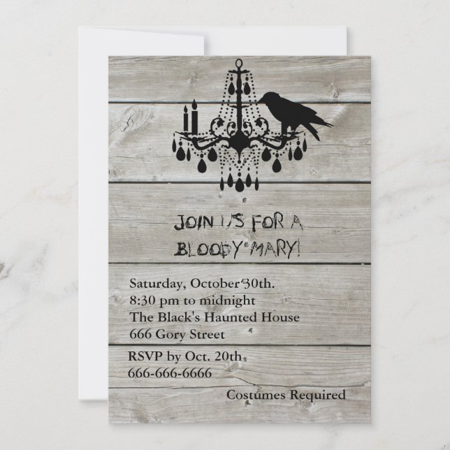 Invitation Rustic Raven Halloween (Devant)