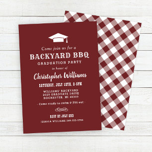 Invitation Rustic Red Brown Jardin BBQ Graduation Party
