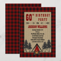 Rustic Red Buffalo Checks Camping Anniversaire