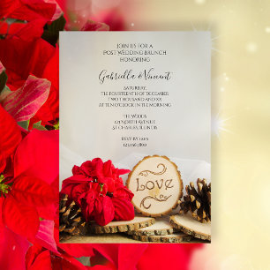 Invitation Rustic Red Poinsettia Woodland Post Mariage Brunch