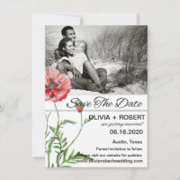 Rustic Red Poppy Votre Photo Enregistrer La Date