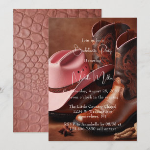 Invitation Rustic Romance : Boots & Casquette Bachelorette Pa