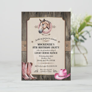 Invitation Rustic Rose équitation fête d'anniversaire