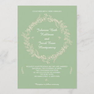 Invitation Rustic Sage Green a décrit le Mariage de couronnes