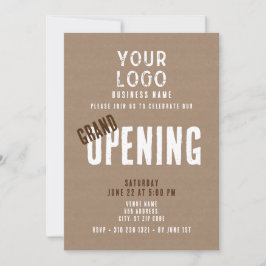 Invitation Rustic Simple Business Logo Grand Ouverture