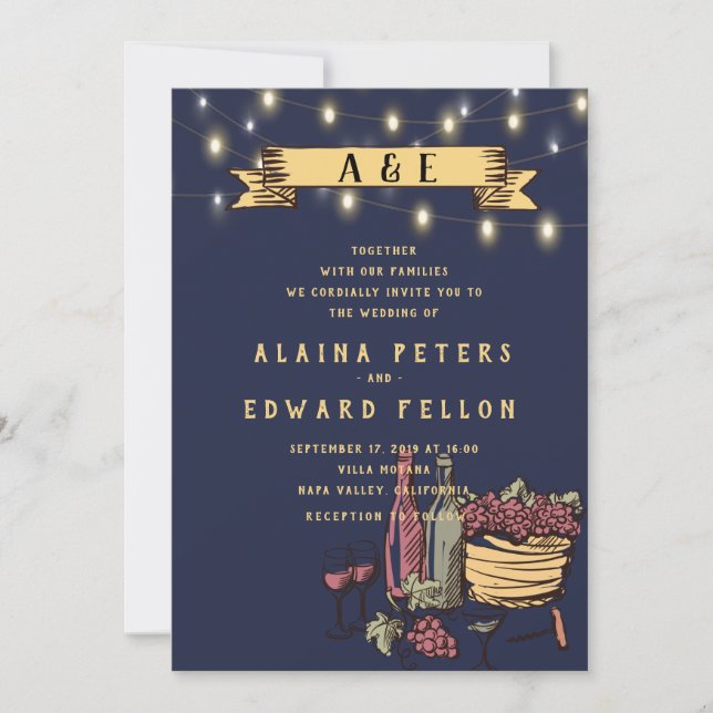 Invitation Rustic String Lights Vineyard Vineyard Mariage (Devant)