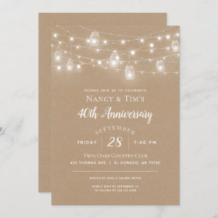 Invitation Rustic String Lumières Anniversaire Fête Invitatio