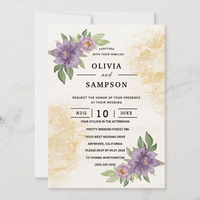 Invitation Rustic Summer aesthetic Wildflower Wedding (Devant)