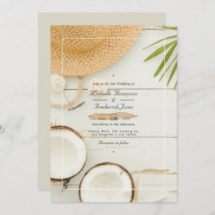 Invitation Rustic Summer QR Code RSVP Beach Mariage