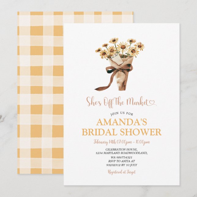 Invitation Rustic Sunflowers Off The Market Bridal Shower (Devant / Derrière)