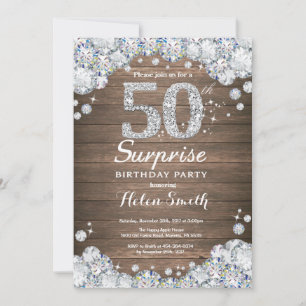 Invitation Rustic Surprise 50e anniversaire Silver Diamond