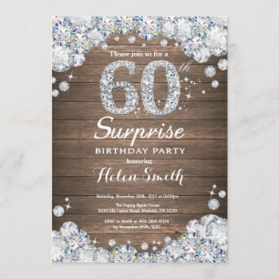 Invitation Rustic Surprise 60e anniversaire Silver Diamond