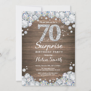 Invitation Rustic Surprise 70e anniversaire Silver Diamond