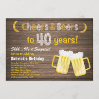 Rustic Surprise Cheers and Beers 40e anniversaire